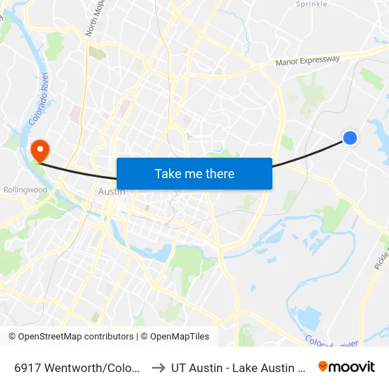 6917 Wentworth/Colony Loop to UT Austin - Lake Austin Campus map