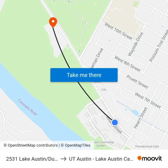 2531 Lake Austin/Dumas to UT Austin - Lake Austin Campus map