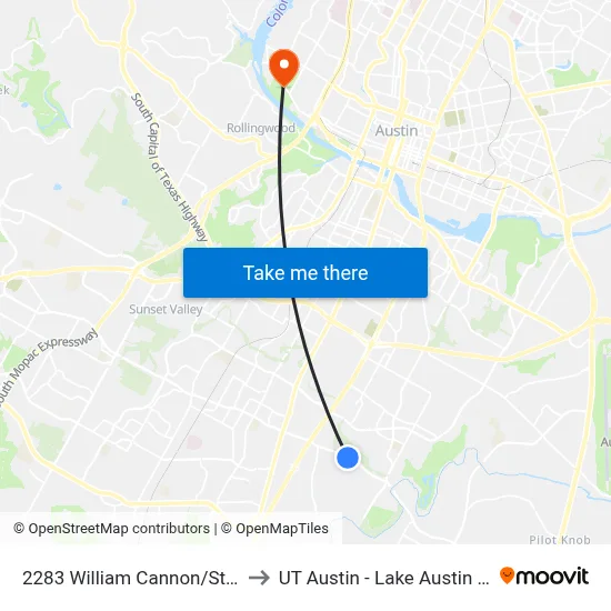 2283 William Cannon/Stoneleigh to UT Austin - Lake Austin Campus map
