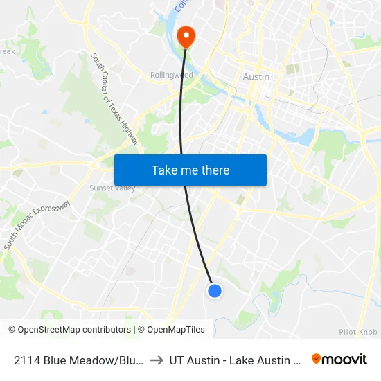 2114 Blue Meadow/Blue Dawn to UT Austin - Lake Austin Campus map