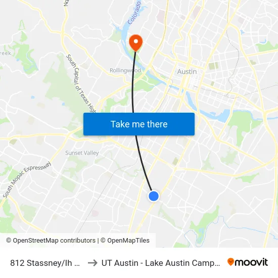 812 Stassney/Ih 35 to UT Austin - Lake Austin Campus map
