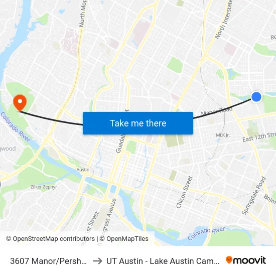 3607 Manor/Pershing to UT Austin - Lake Austin Campus map