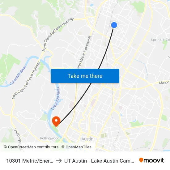 10301 Metric/Energy to UT Austin - Lake Austin Campus map
