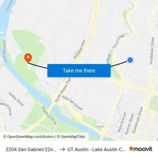 2204 San Gabriel/22nd Half to UT Austin - Lake Austin Campus map