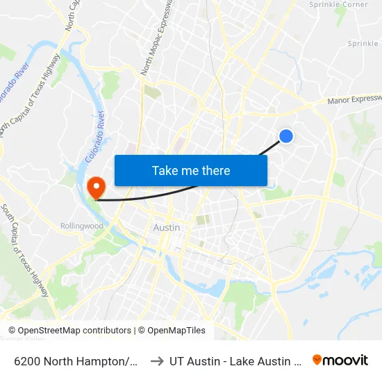 6200 North Hampton/Wheless to UT Austin - Lake Austin Campus map