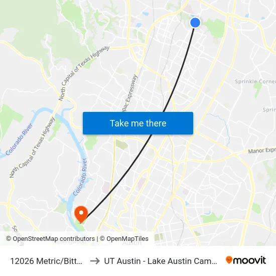 12026 Metric/Bittern to UT Austin - Lake Austin Campus map