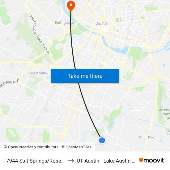 7944 Salt Springs/Roseborough to UT Austin - Lake Austin Campus map