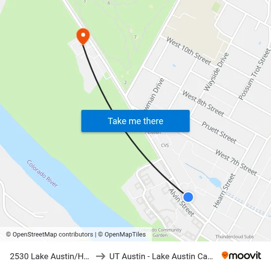 2530 Lake Austin/Hearn to UT Austin - Lake Austin Campus map