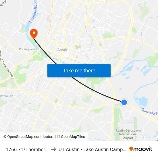 1766 71/Thornberry to UT Austin - Lake Austin Campus map
