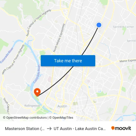 Masterson Station (Sb) to UT Austin - Lake Austin Campus map