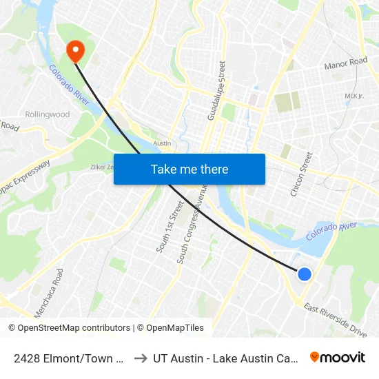 2428 Elmont/Town Lake to UT Austin - Lake Austin Campus map