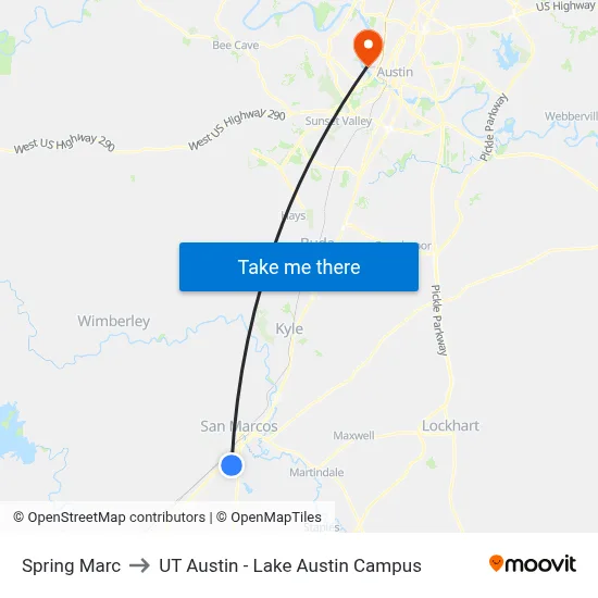 Spring Marc to UT Austin - Lake Austin Campus map
