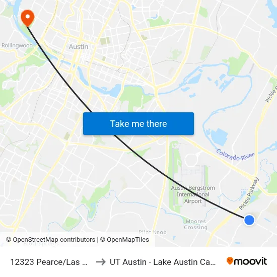 12323 Pearce/Las Alas to UT Austin - Lake Austin Campus map