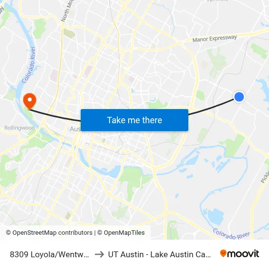 8309 Loyola/Wentworth to UT Austin - Lake Austin Campus map