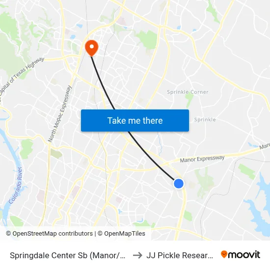 Springdale Center Sb (Manor/Susquehanna) to JJ Pickle Research Center map