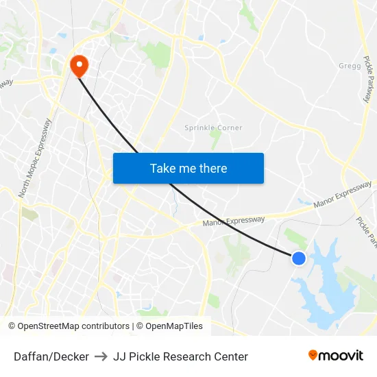 Daffan/Decker to JJ Pickle Research Center map