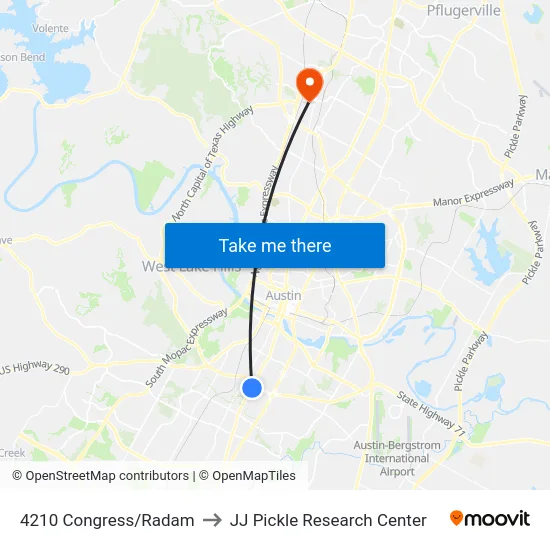 4210 Congress/Radam to JJ Pickle Research Center map