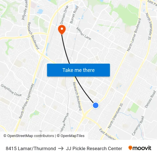 8415 Lamar/Thurmond to JJ Pickle Research Center map