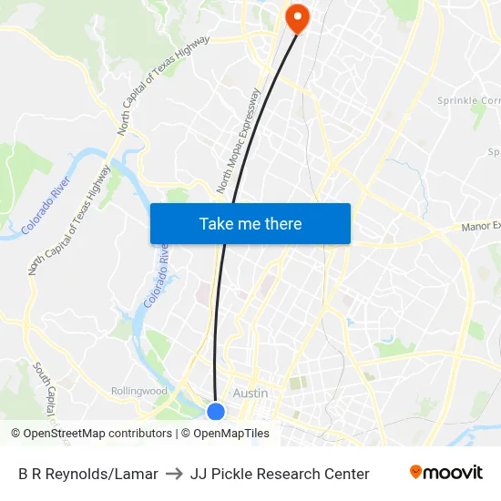 B R Reynolds/Lamar to JJ Pickle Research Center map
