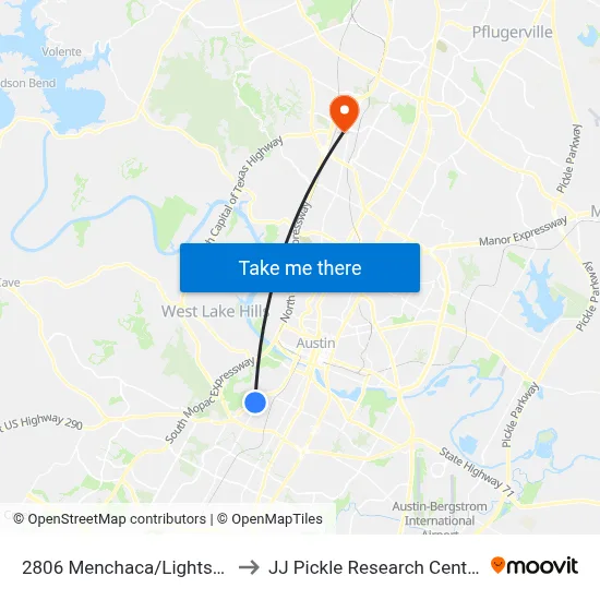 2806 Menchaca/Lightsey to JJ Pickle Research Center map