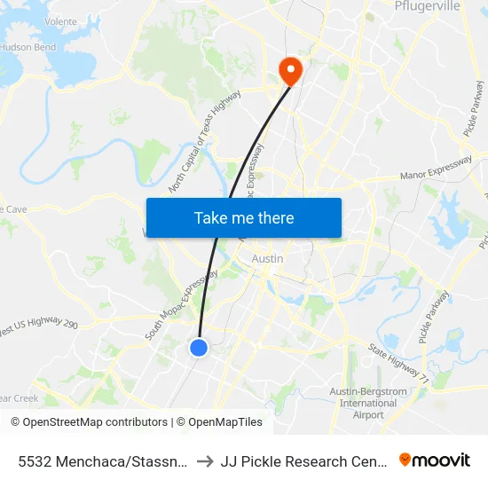 5532 Menchaca/Stassney to JJ Pickle Research Center map