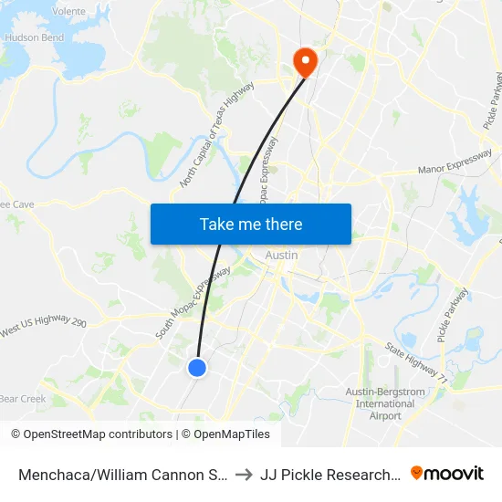 Menchaca/William Cannon SW Corner to JJ Pickle Research Center map