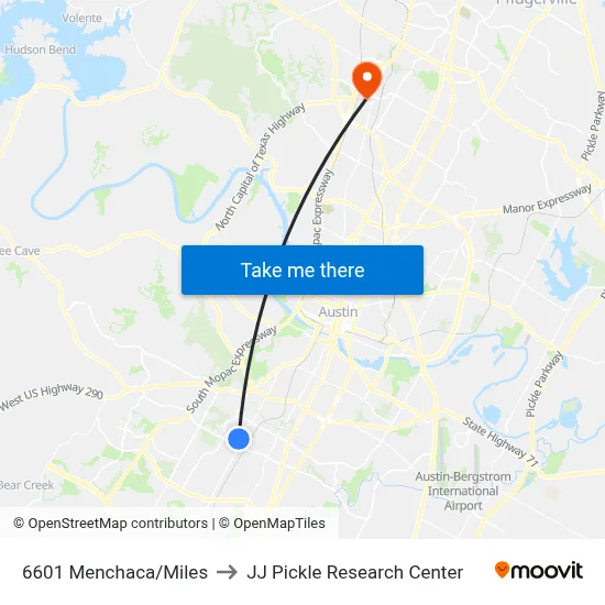 6601 Menchaca/Miles to JJ Pickle Research Center map