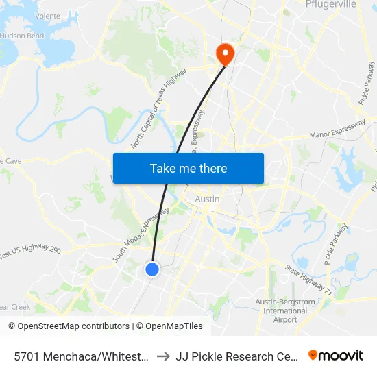 5701 Menchaca/Whitestone to JJ Pickle Research Center map
