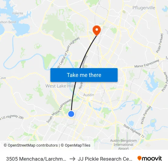 3505 Menchaca/Larchmont to JJ Pickle Research Center map