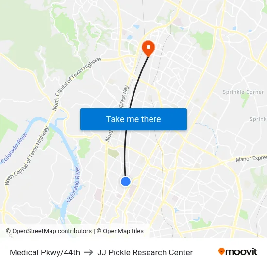 Medical Pkwy/44th to JJ Pickle Research Center map