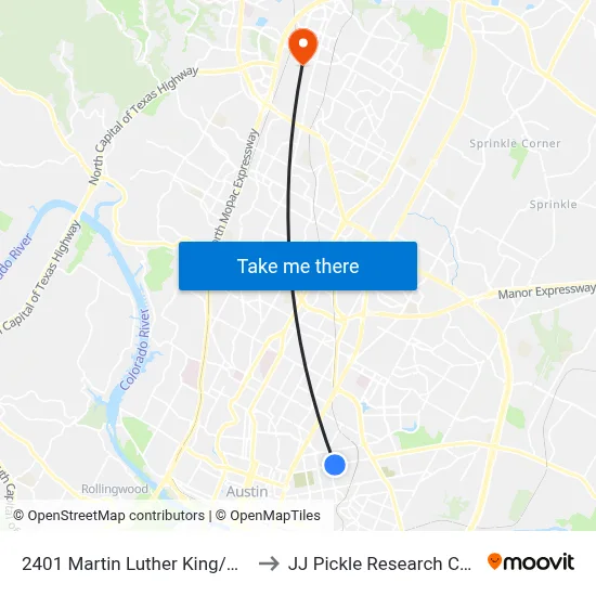 2401 Martin Luther King/Maple to JJ Pickle Research Center map