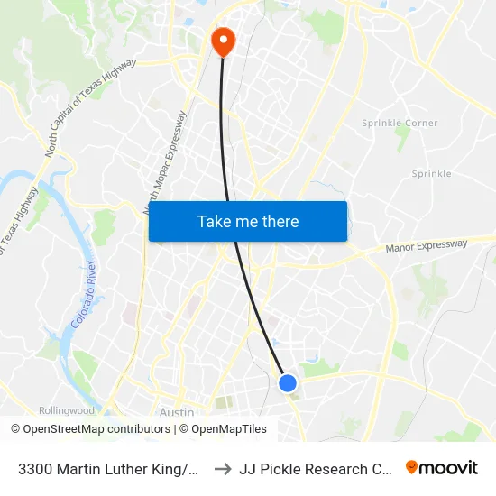 3300 Martin Luther King/Tillery to JJ Pickle Research Center map