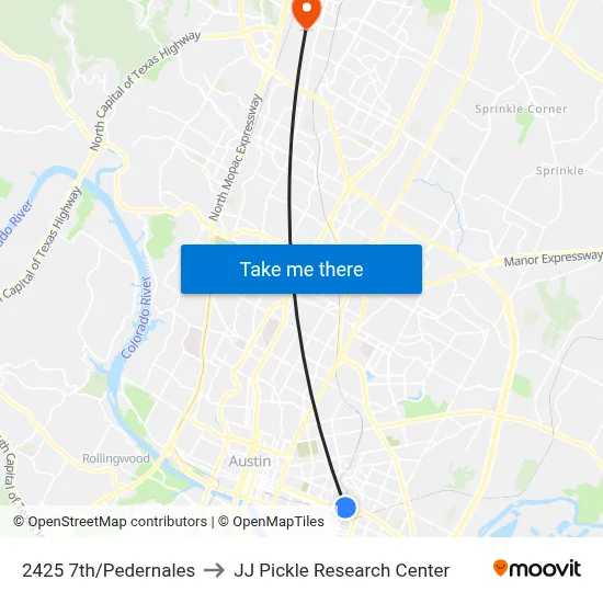2425 7th/Pedernales to JJ Pickle Research Center map