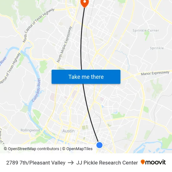 2789 7th/Pleasant Valley to JJ Pickle Research Center map