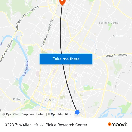 3223 7th/Allen to JJ Pickle Research Center map