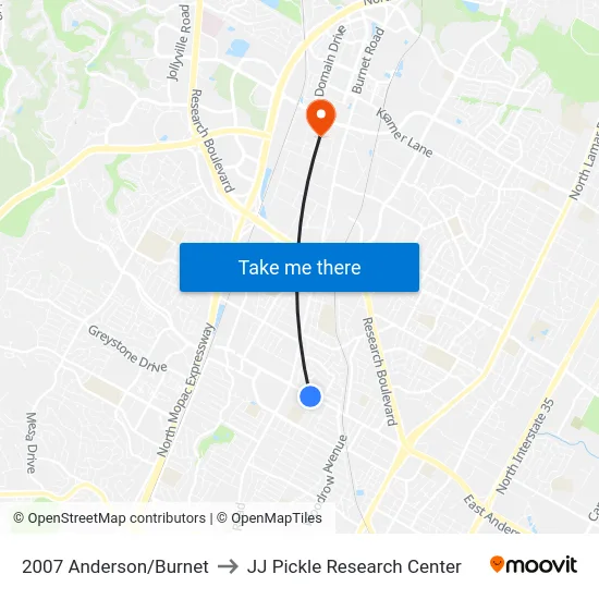 2007 Anderson/Burnet to JJ Pickle Research Center map