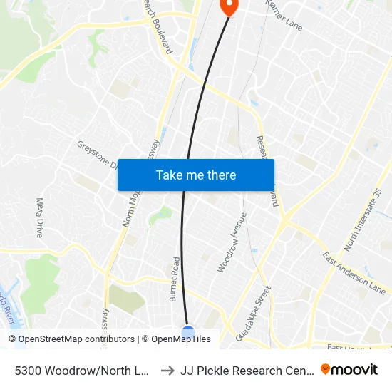 5300 Woodrow/North Loop to JJ Pickle Research Center map