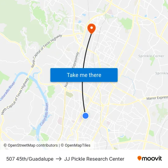507 45th/Guadalupe to JJ Pickle Research Center map