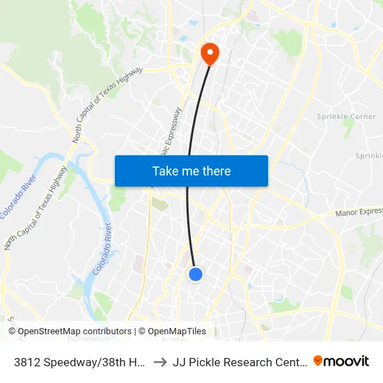3812 Speedway/38th Half to JJ Pickle Research Center map