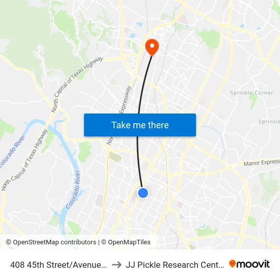 408 45th Street/Avenue A to JJ Pickle Research Center map