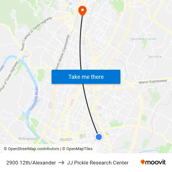 2900 12th/Alexander to JJ Pickle Research Center map
