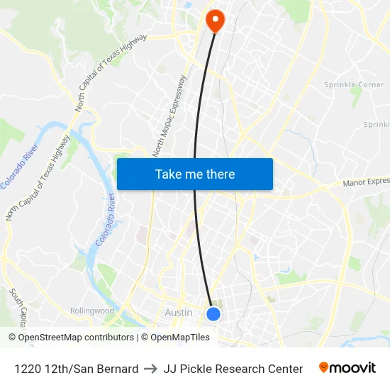 1220 12th/San Bernard to JJ Pickle Research Center map