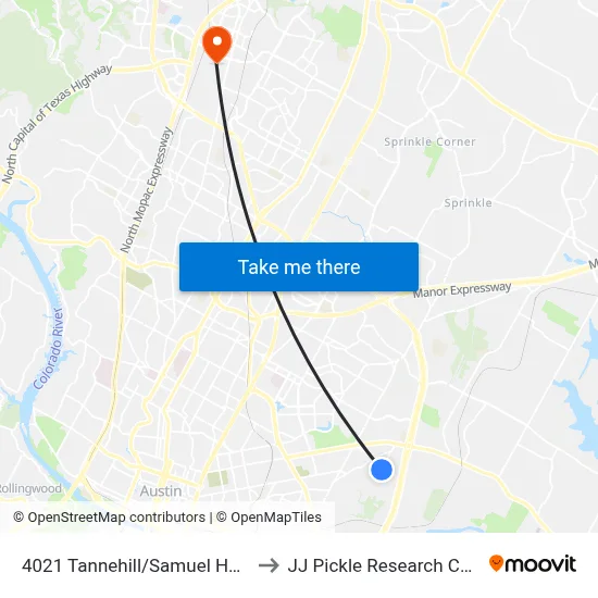 4021 Tannehill/Samuel Huston to JJ Pickle Research Center map