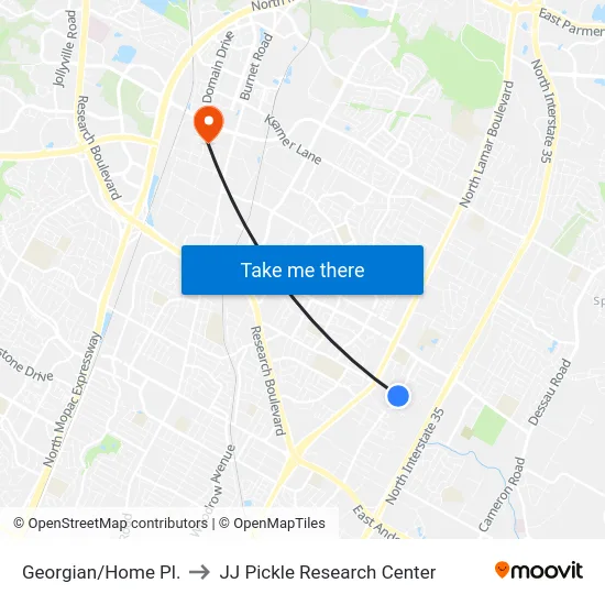 Georgian/Home Pl. to JJ Pickle Research Center map