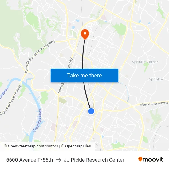 5600 Avenue F/56th to JJ Pickle Research Center map