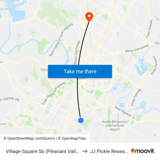 Village Square Sb (Pleasant Valley/Village Square) to JJ Pickle Research Center map