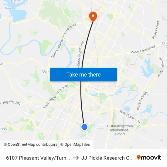 6107 Pleasant Valley/Turnstone to JJ Pickle Research Center map