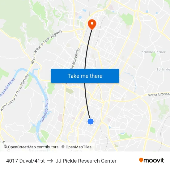 4017 Duval/41st to JJ Pickle Research Center map