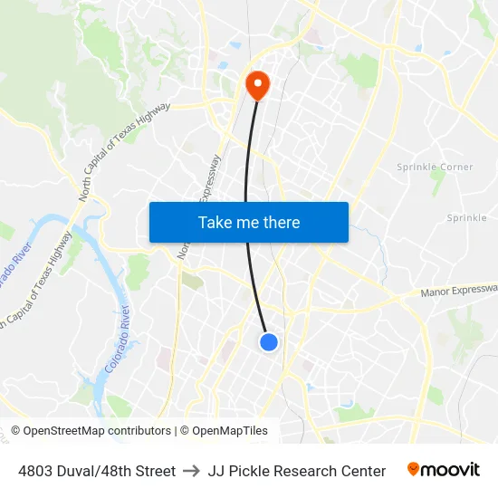 4803 Duval/48th Street to JJ Pickle Research Center map