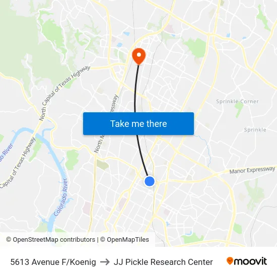 5613 Avenue F/Koenig to JJ Pickle Research Center map